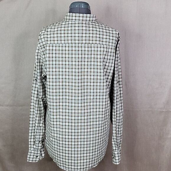 EXPRESS Men's Western Brown‎ and White Plaid Shirt Medium - Picture 7 of 9